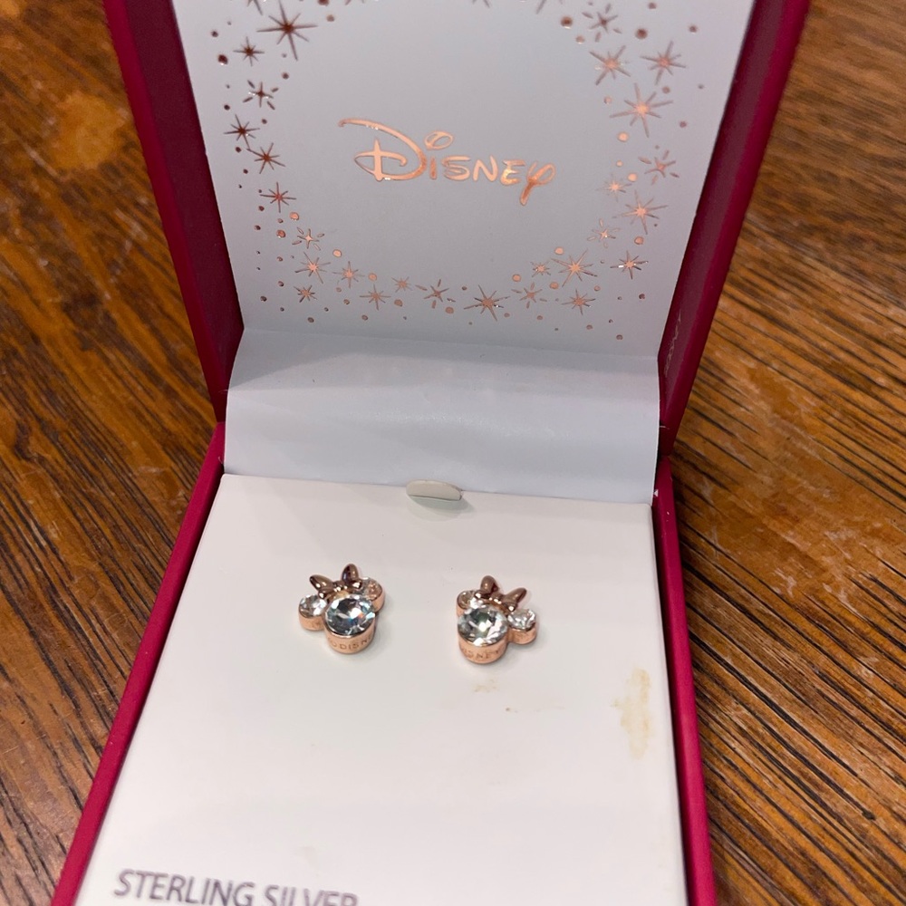 Disney Sterling Silver Earrings with Sparkling Accents
